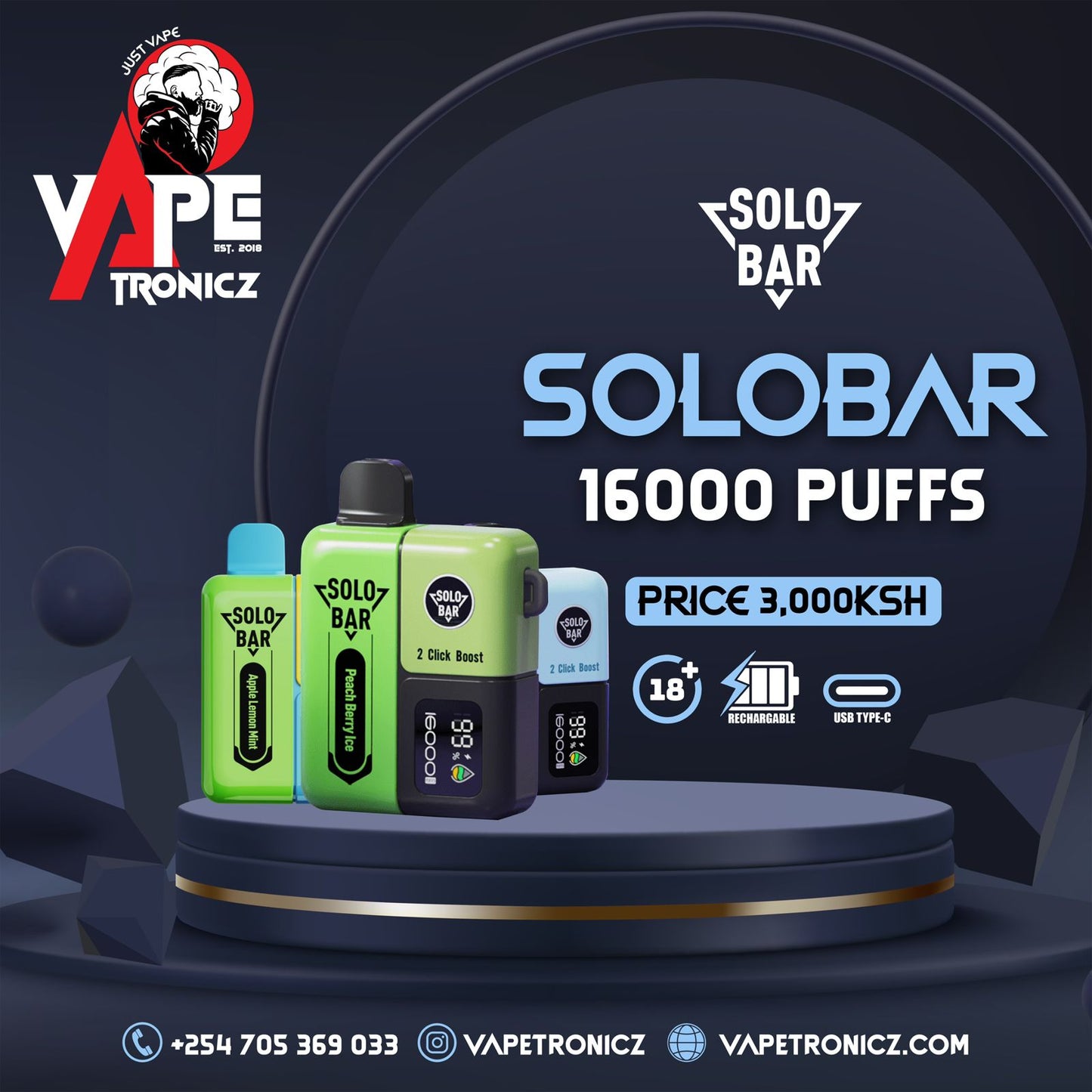 Vapeman Solobar 16,000 Puffs 5% Nicotine