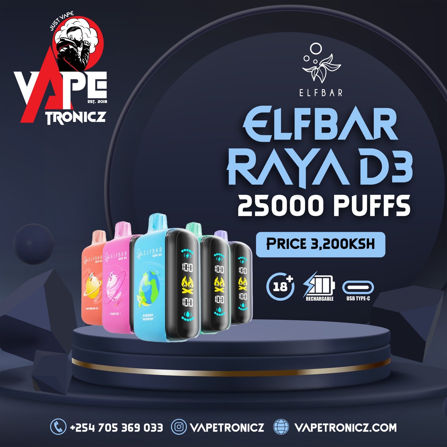 Elfbar Raya D3 25,000 Puffs 5% Nicotine