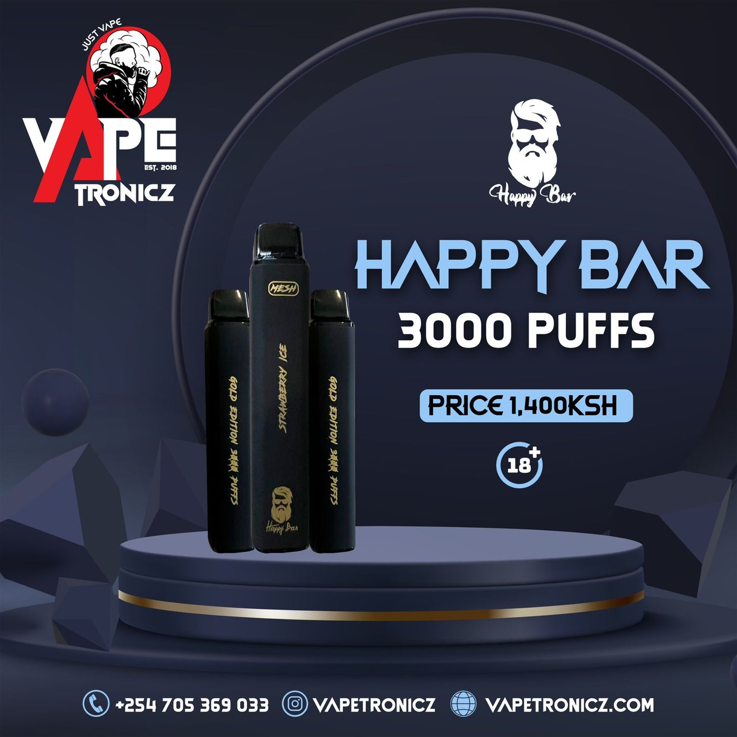 HAPPY BAR 3000 PUFFS 5% NICOTINE