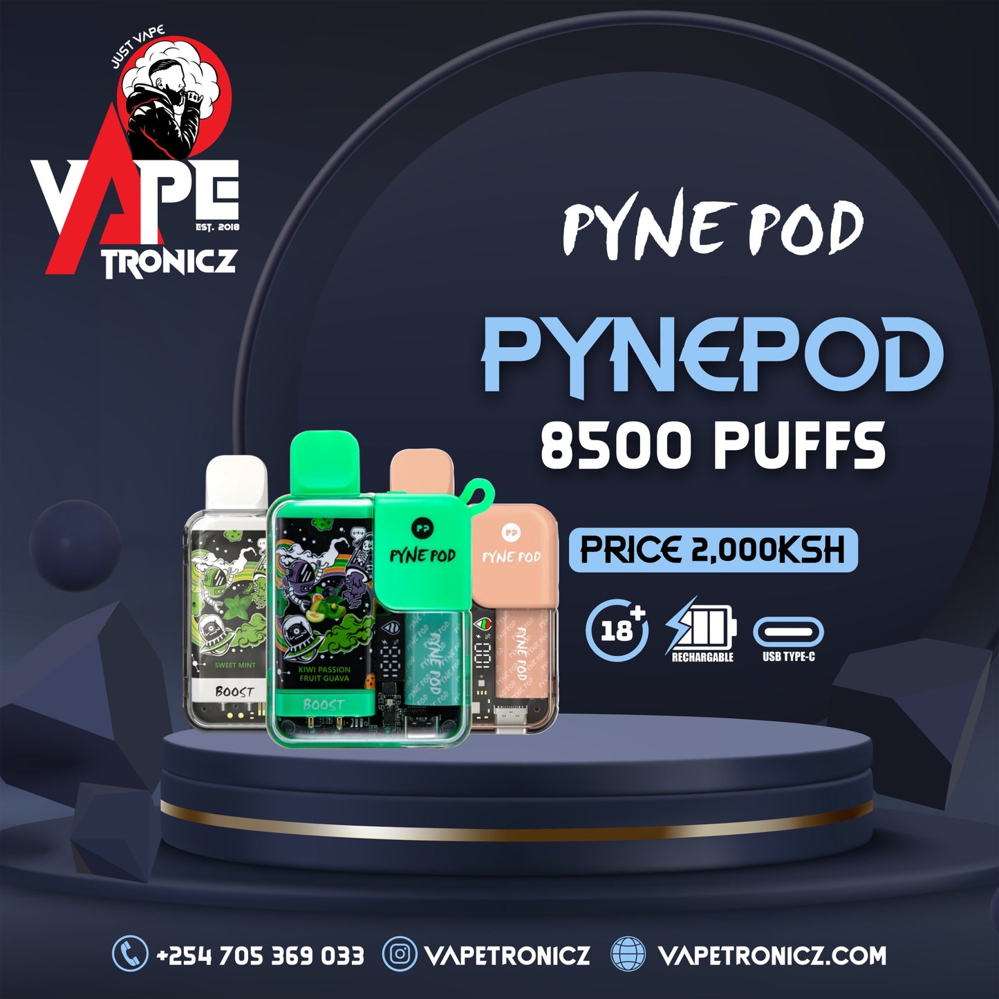 PYNEPOD 8,500 PUFFS 5% NICOTINE